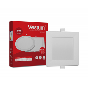 Світильник LED врізний квадратний Vestum 9W 4000K 220V 1-VS-5203 фото