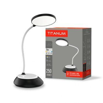 LED лампа настiльна з акумулятором TITANUM TLTF-022B 7W 3000-6500K USB чорна 26844 фото