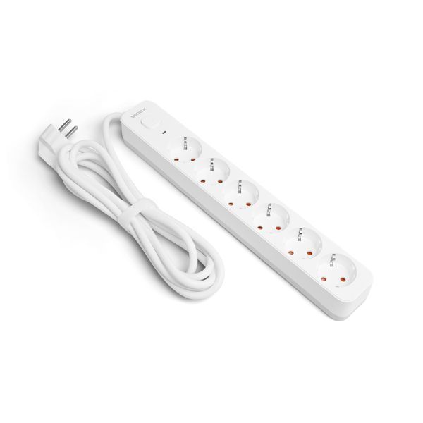 Мережевий подовжувач VIDEX ONCORD з/з 6п 3м (3x1.5мм) з кнопкою White 27691 фото