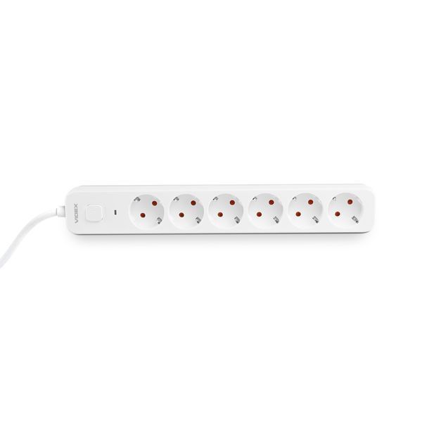Мережевий подовжувач VIDEX ONCORD з/з 6п 3м (3x1.5мм) з кнопкою White 27691 фото