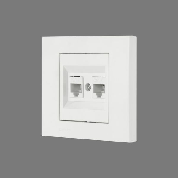 Розетка комп&rsquo;ютерна двійна (CAT6) Ovivo Electric GRANO біла 400-010300-230 фото