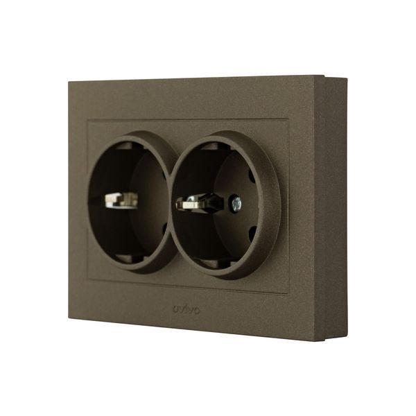 Розетка 2-а. з зазем. Ovivo Electric GRANO мока 400-190300-907 фото