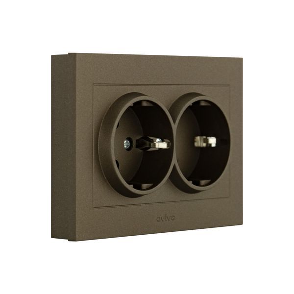 Розетка 2-а. з зазем. Ovivo Electric GRANO мока 400-190300-907 фото