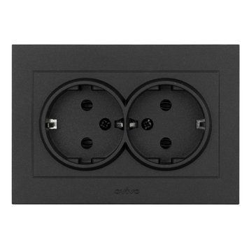 Розетка 2-а. з зазем. Ovivo Electric GRANO чорний металік 400-170300-907 фото