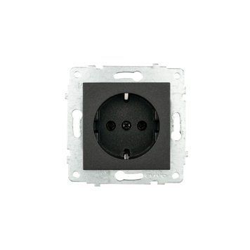 Механізм розетки з заз. Ovivo Electric GRANO чорний металік 600-000317-217 фото
