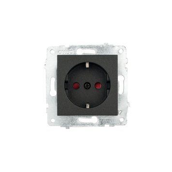 Механізм розетки з заз. та шторками Ovivo Electric GRANO чорний металік 600-000317-218 фото