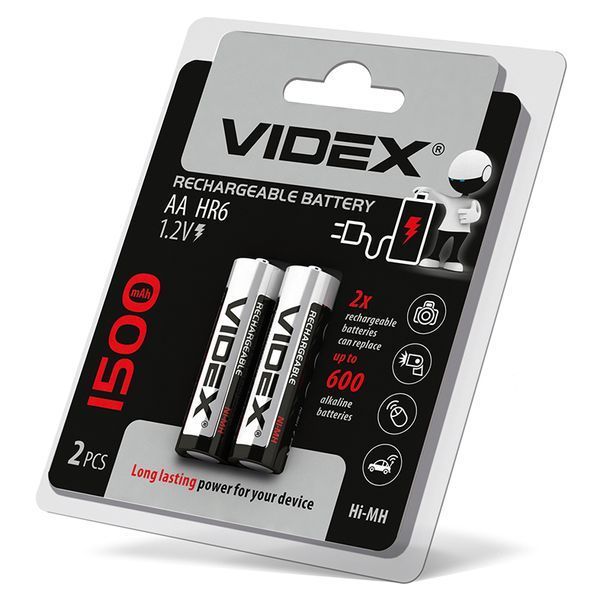 Акумулятори Videx HR6/AA 1500mAh double blister/2шт 23339 фото