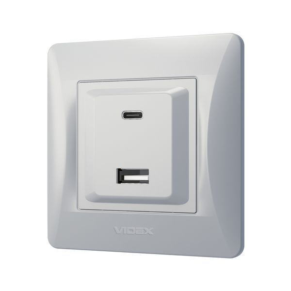 Розетка USB-A + USB-C PD20W срібний шовк VIDEX BINERA 28202 фото