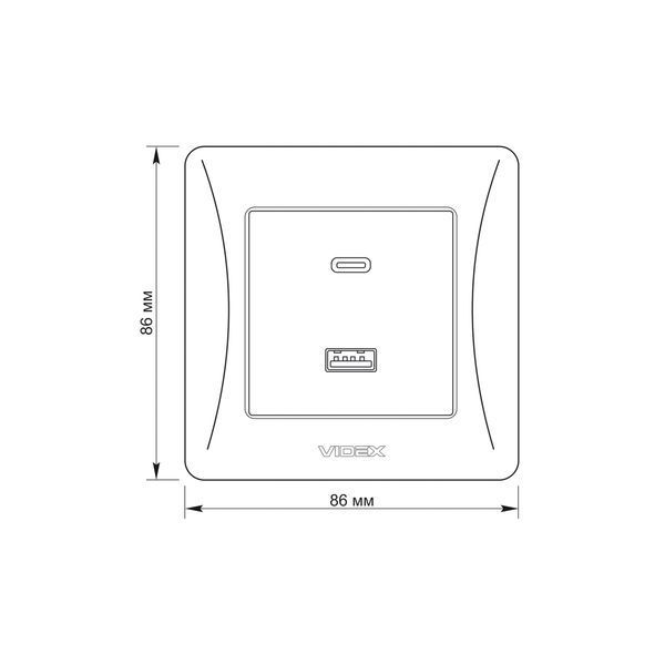Розетка USB-A + USB-C PD20W срібний шовк VIDEX BINERA 28202 фото