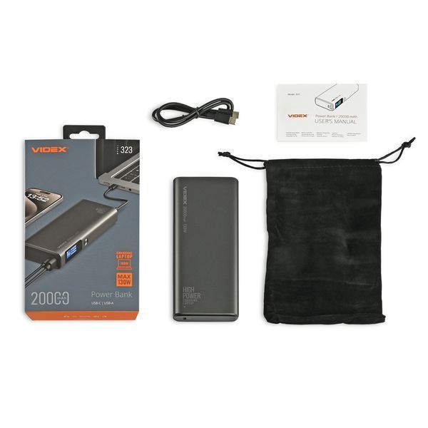 Повербанк 20000mAh VIDEX VPB-323 130W PD100W +Display 28290 фото