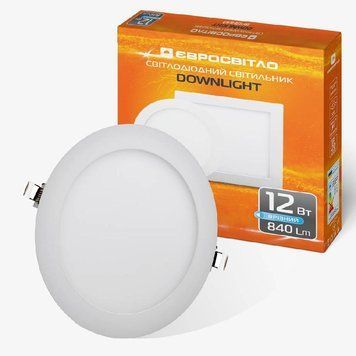 Світильник точковий врізний Євросвітло 12Вт коло LED-R-170-12 6400К 000038837 фото