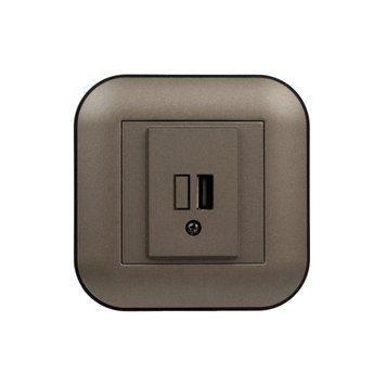 Розетка 1-USB Ovivo Electric LOFT мока+чорна 404-190308-245 фото