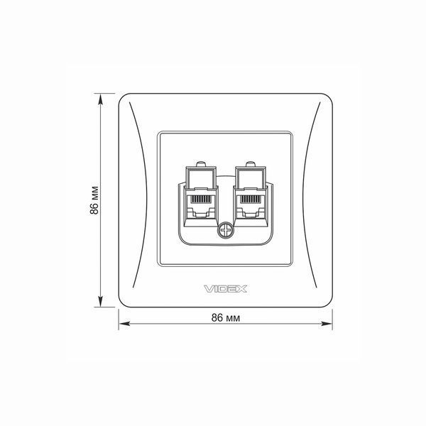 Розетка CAT6+CAT6 комп'ютерна подвійна чорний графіт VIDEX BINERA 25085 фото