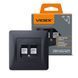 Розетка CAT6+CAT6 комп'ютерна подвійна чорний графіт VIDEX BINERA 25085 фото 1