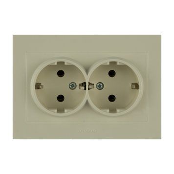 Розетка 2-а. з зазем. Ovivo Electric GRANO кремова 400-020300-907 фото