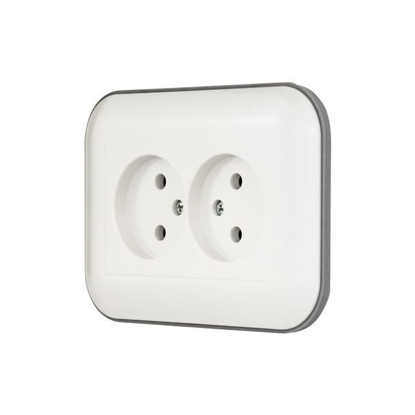 Розетка 2-а. Ovivo Electric LOFT біла+сіра 404-010303-908 фото