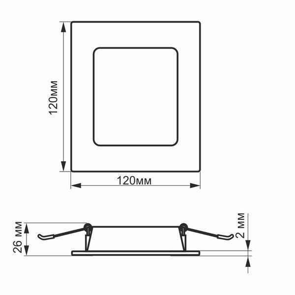 LED світильник Back вбудований квадрат VIDEX 6W 5000K 26341 фото