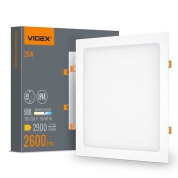 LED світильник Back вбудований квадрат VIDEX 26W 5000K 26904 фото