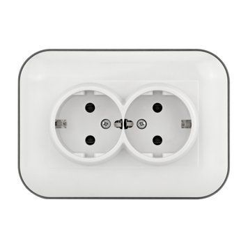 Розетка 2-а. з зазем. Ovivo Electric LOFT біла+сіра 404-010303-907 фото