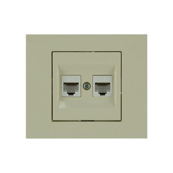Розетка комп&rsquo;ютерна двійна (CAT6) Ovivo Electric GRANO кремова 400-020300-230 фото