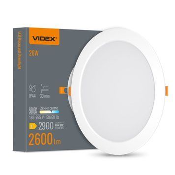 LED світильник Back вбудований круглий VIDEX 26W 5000K 26903 фото