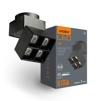 Світильник МАГНІТНИЙ трековий VIDEX LE24B 7.5W 4000K 48V Black 28025 фото