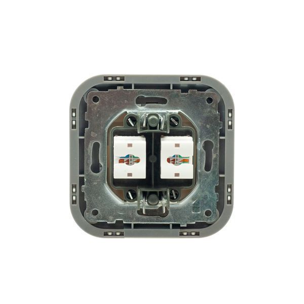 Розетка комп&rsquo;ютерна двійна (CAT6) Ovivo Electric LOFT біла+сіра 404-010303-230 фото