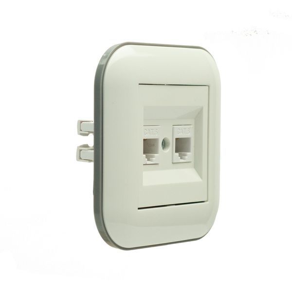 Розетка комп&rsquo;ютерна двійна (CAT6) Ovivo Electric LOFT біла+сіра 404-010303-230 фото