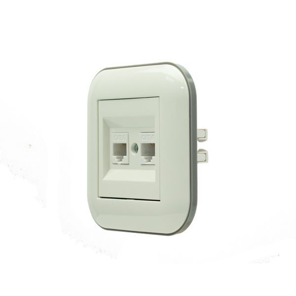 Розетка комп&rsquo;ютерна двійна (CAT6) Ovivo Electric LOFT біла+сіра 404-010303-230 фото
