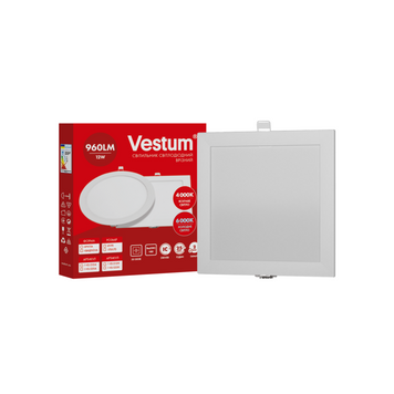 Світильник LED врізний квадратний Vestum 12W 6000K 220V 1-VS-5209 фото