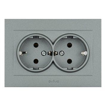 Розетка 2-а. з зазем. Ovivo Electric GRANO срібло 400-100300-907 фото