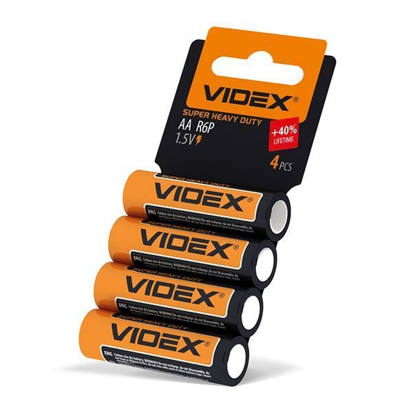 Батарейка сольова Videx R6P/AA 4шт SHRINK CARD 21157 фото