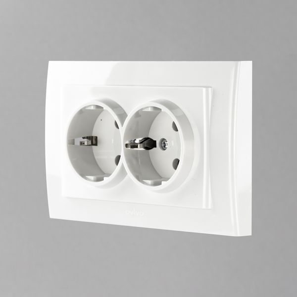 Розетка 2-а. з зазем. Ovivo Electric MINA біла 401-010300-907 фото