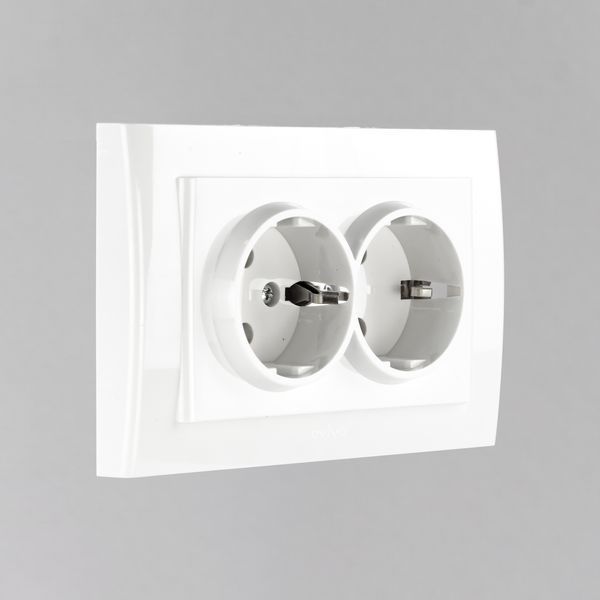 Розетка 2-а. з зазем. Ovivo Electric MINA біла 401-010300-907 фото