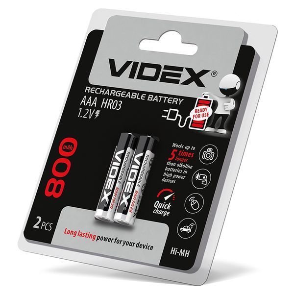 Акумулятори Videx HR03/AAA 800mAh double blister/2шт 23335 фото