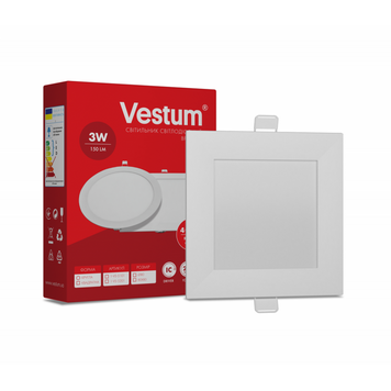 Світильник LED врізний квадратний Vestum 3W 4000K 220V 1-VS-5201 фото