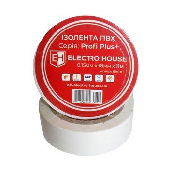Ізоляційна стрічка ElectroHouse 11м біла EH-AHT-1805 фото