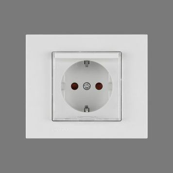 Розетка з заз. з кришкою та шторками Ovivo Electric GRANO біла 400-010300-243 фото