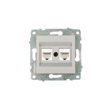 Механізм розетки комп&rsquo;ютерної двійної (CAT6) Ovivo Electric GRANO срібло 600-000310-230 фото