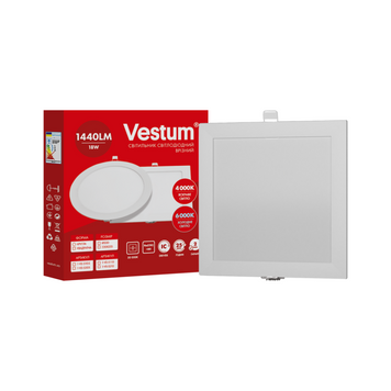 Світильник LED врізний квадратний Vestum 18W 6000K 220V 1-VS-5210 фото