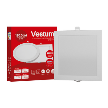 Світильник LED врізний квадратний Vestum 24W 4000K 220V 1-VS-5206 фото