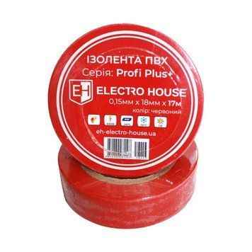 Ізоляційна стрічка ElectroHouse 17м червона EH-AHT-1817 фото