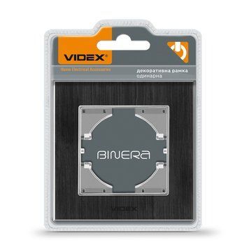 Рамка чорний алюміній одинарна горизонтальна VIDEX BINERA 24579 фото