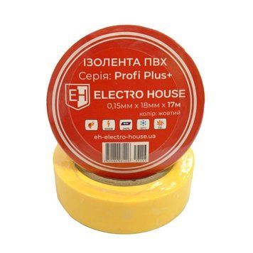 Ізоляційна стрічка ElectroHouse 17м жовта EH-AHT-1814 фото