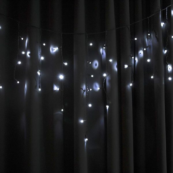 Гірлянда вулична STARLIGHT бахрома білий 75LED IP44 чорний 2x0,7м 000057269 фото